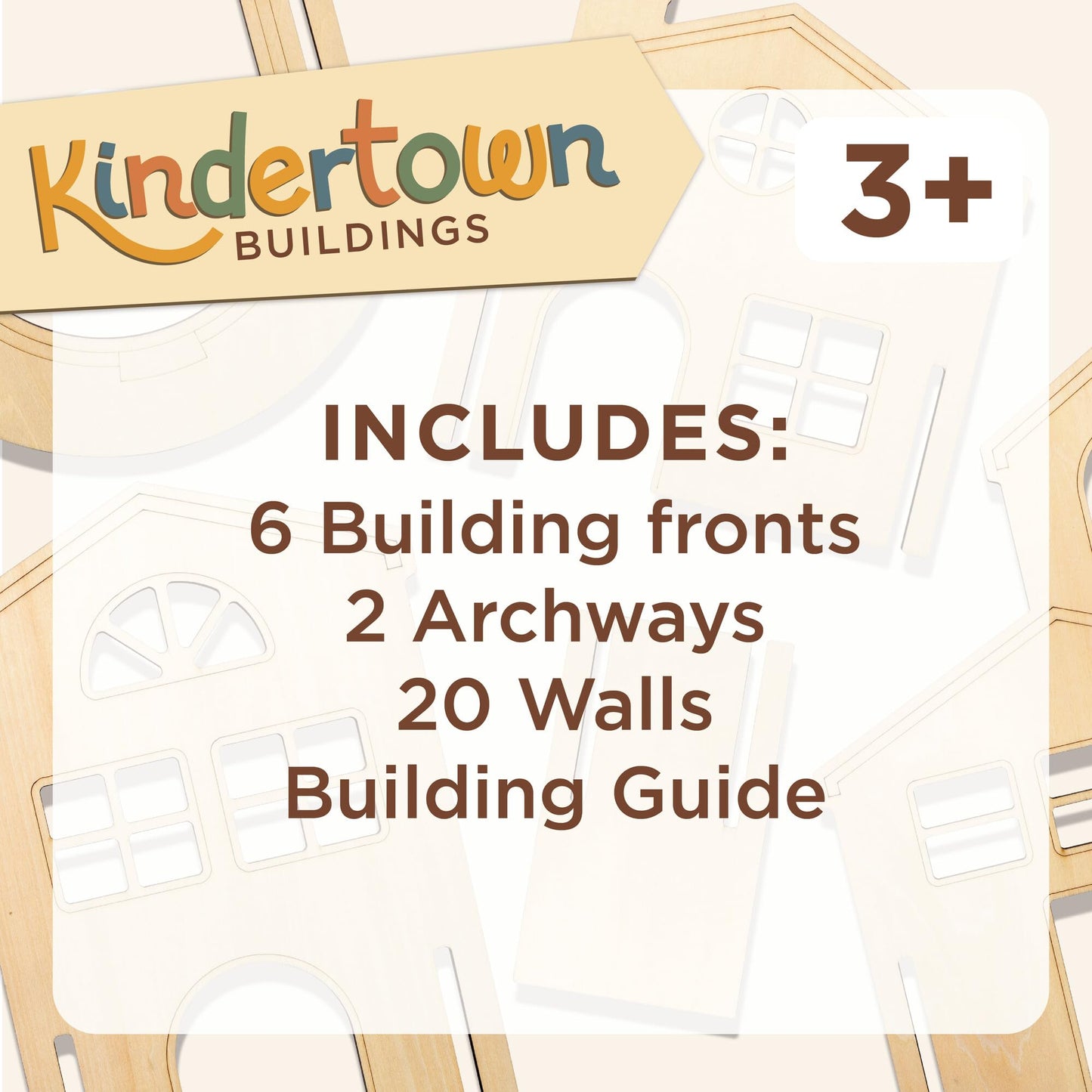 MindWare Kindertown Buildings Wooden Montessori Building Set - Building Blocks for Toddlers