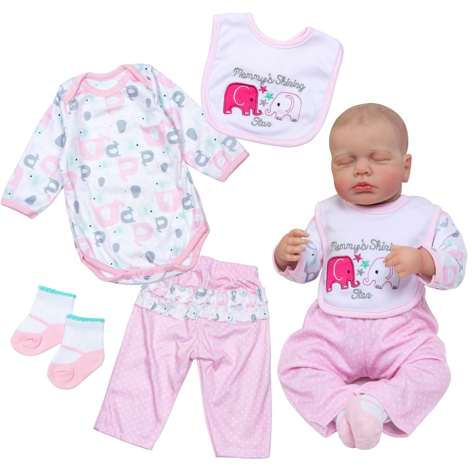 Reborn Baby Doll Clothes Baby Girl Doll Clothing Outfit Accessories 4 Pices Sets for 20- 23 Inches