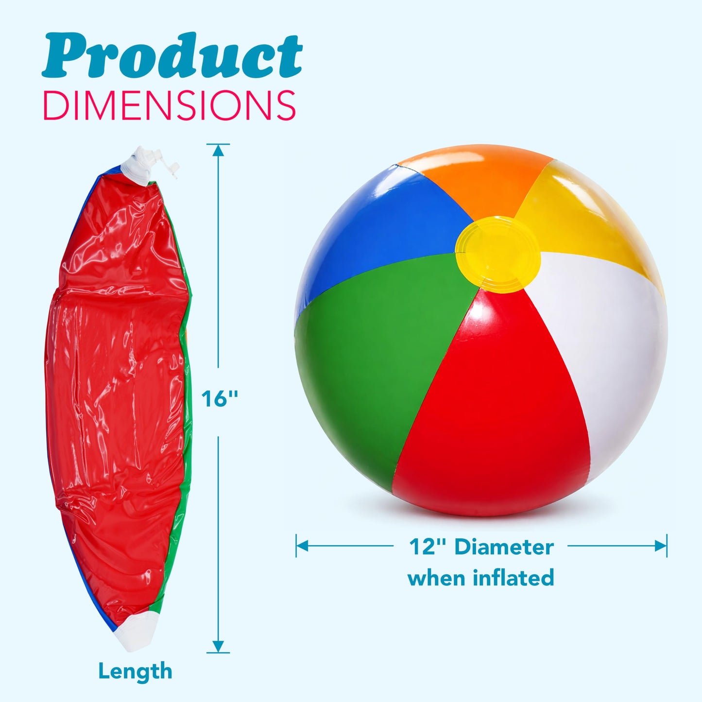4E's Novelty 24 Pack -16 Inch Inflatable Beach Balls Bulk 24 - Birthday Pool Party Favors for Kids, Summer Goodie Bags Easter Basket Stuffers Toys
