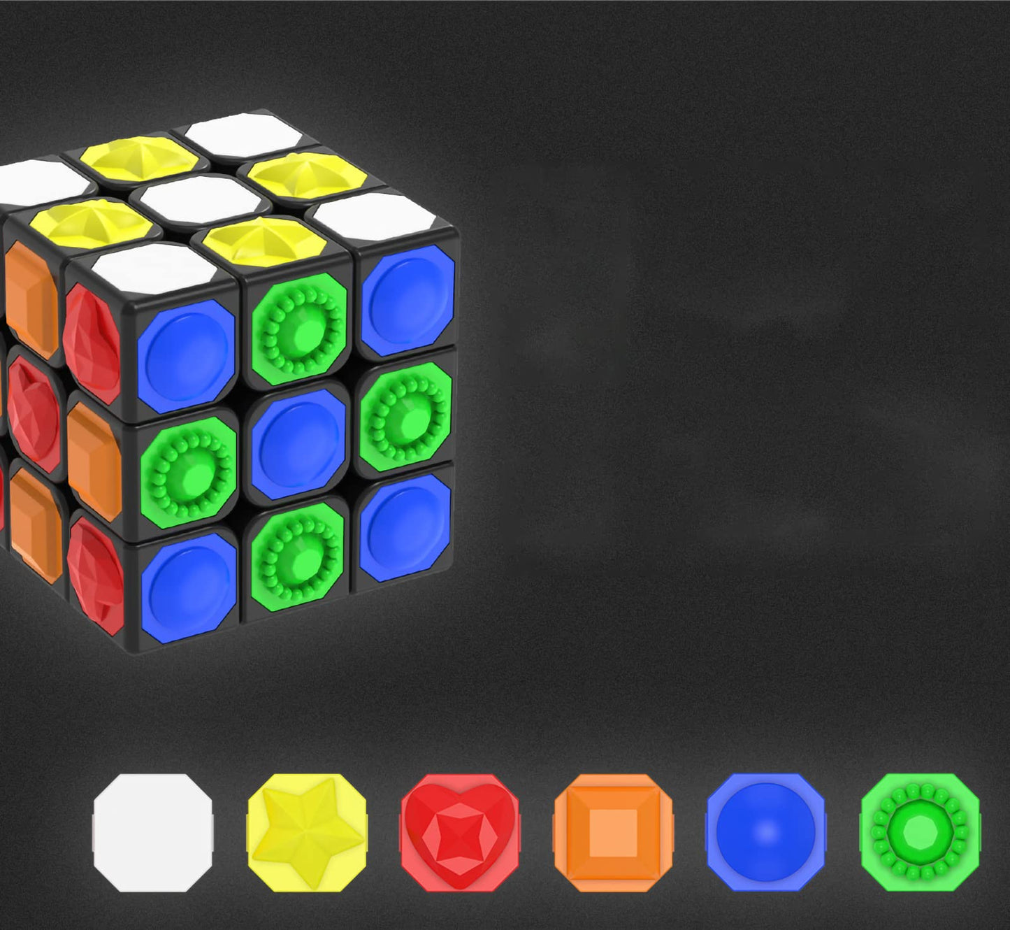 AMAZA 3x3 Speed Cube Black 3x3x3 Magic Speed Cube Puzzles Fidget Toys Tactile Cube Special Puzzle Touch Twist Patch Visually Impaired Cube Toys