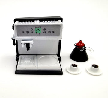 SXFSE 1:12 Dollhouse Miniature Coffee Machine, Mini Simulation Coffee Maker Machine Kitchen Accessories(Coffee Machine + Coffee Pot)