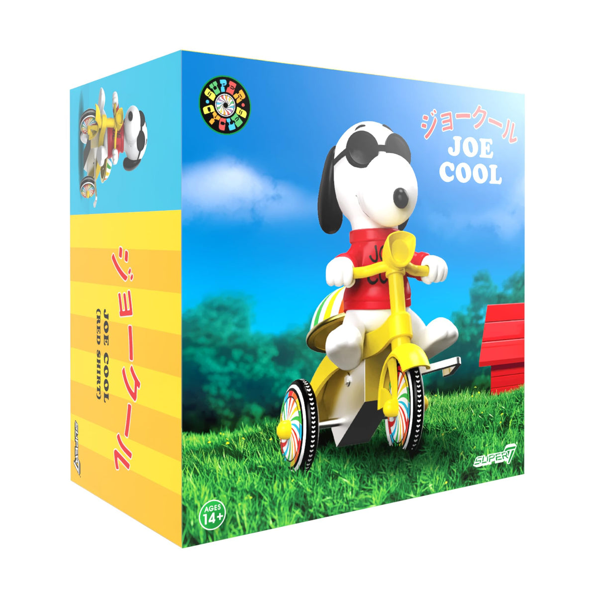 Super7 Super Cycles Peanuts Snoopy Joe Cool Red with Yellow Trike - 5" Peanuts Action Figure Classic Cartoon Collectibles and Retro Toys