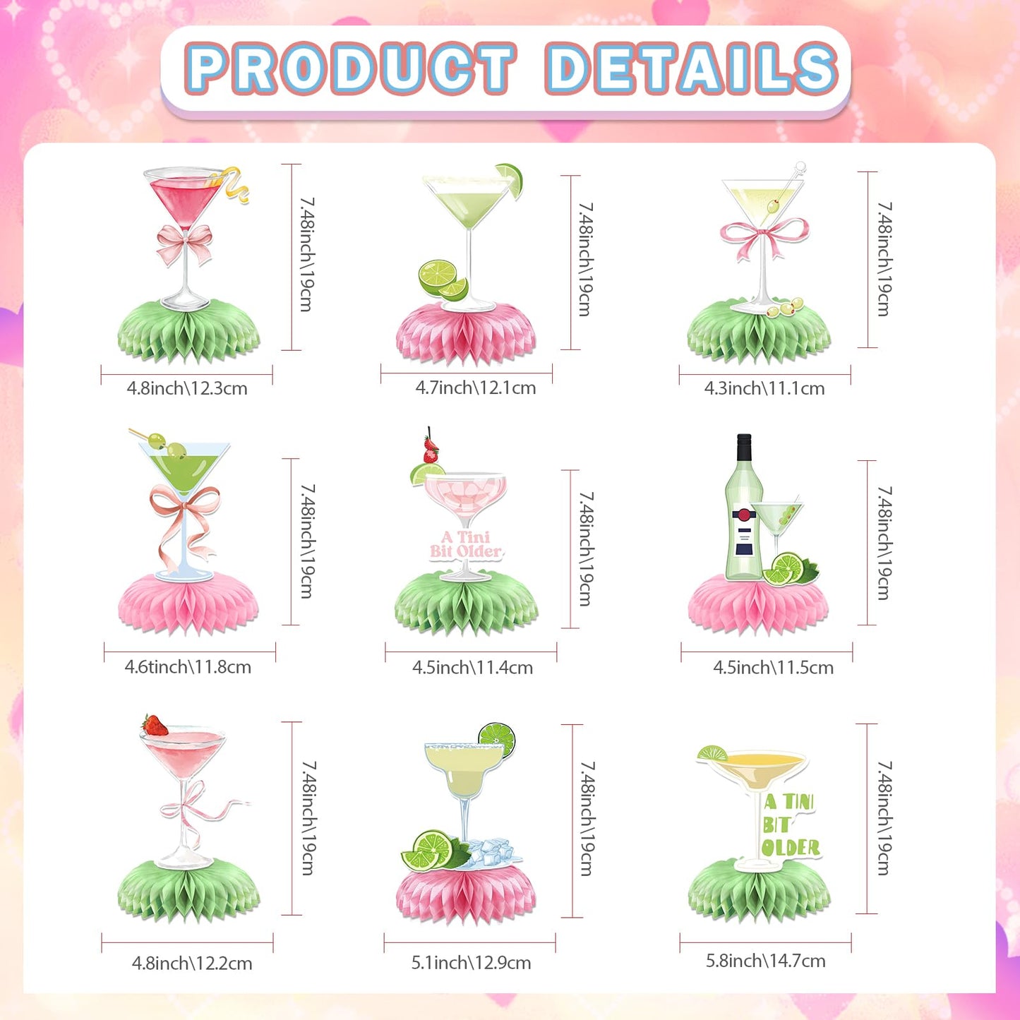 9 Pcs A Tini Bit Older Centerpieces A Tini Bit Older Birthday Table Decorations Tiny Bit Older Party Decor Martini Birthday Decorations Martini Party