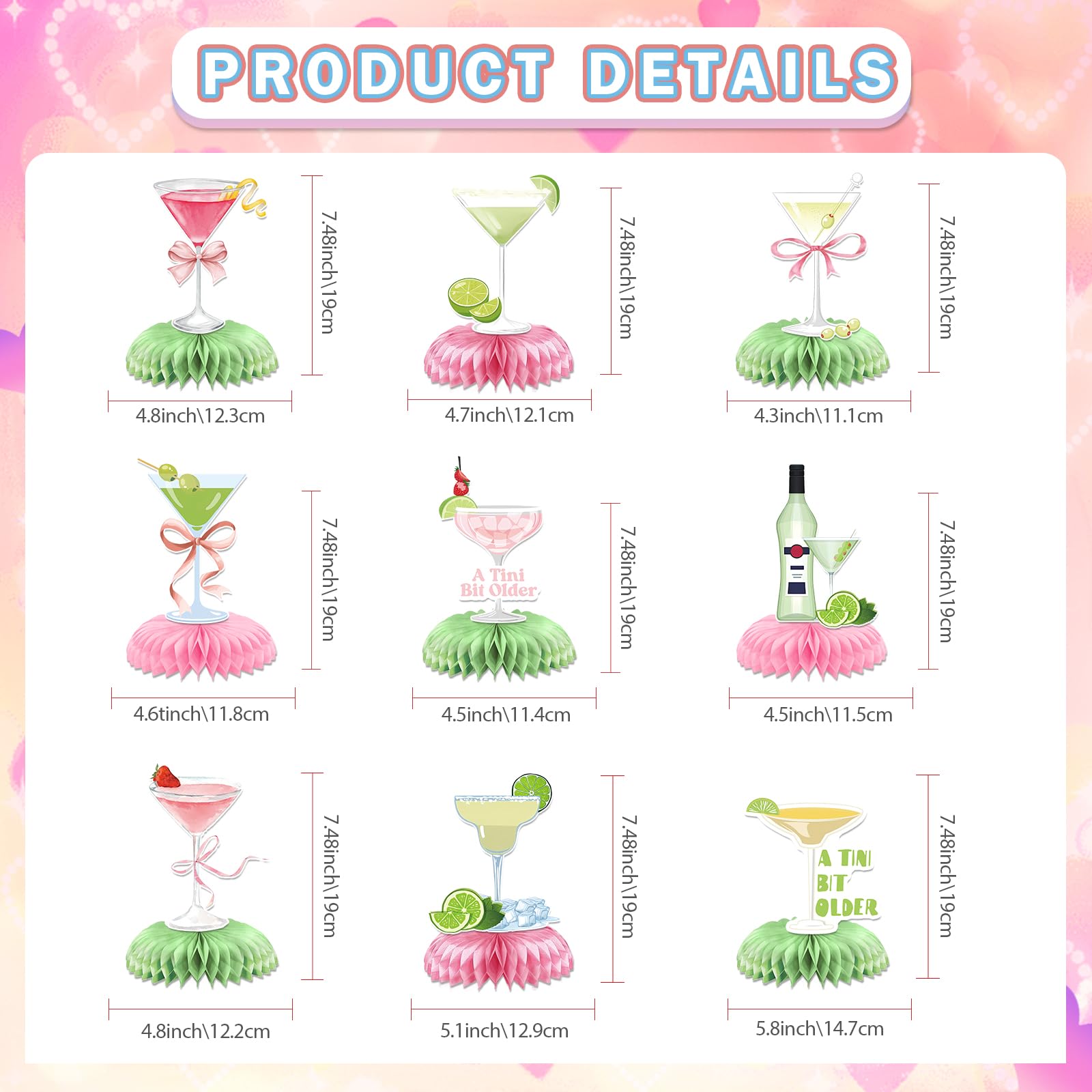 9 Pcs A Tini Bit Older Centerpieces A Tini Bit Older Birthday Table Decorations Tiny Bit Older Party Decor Martini Birthday Decorations Martini Party