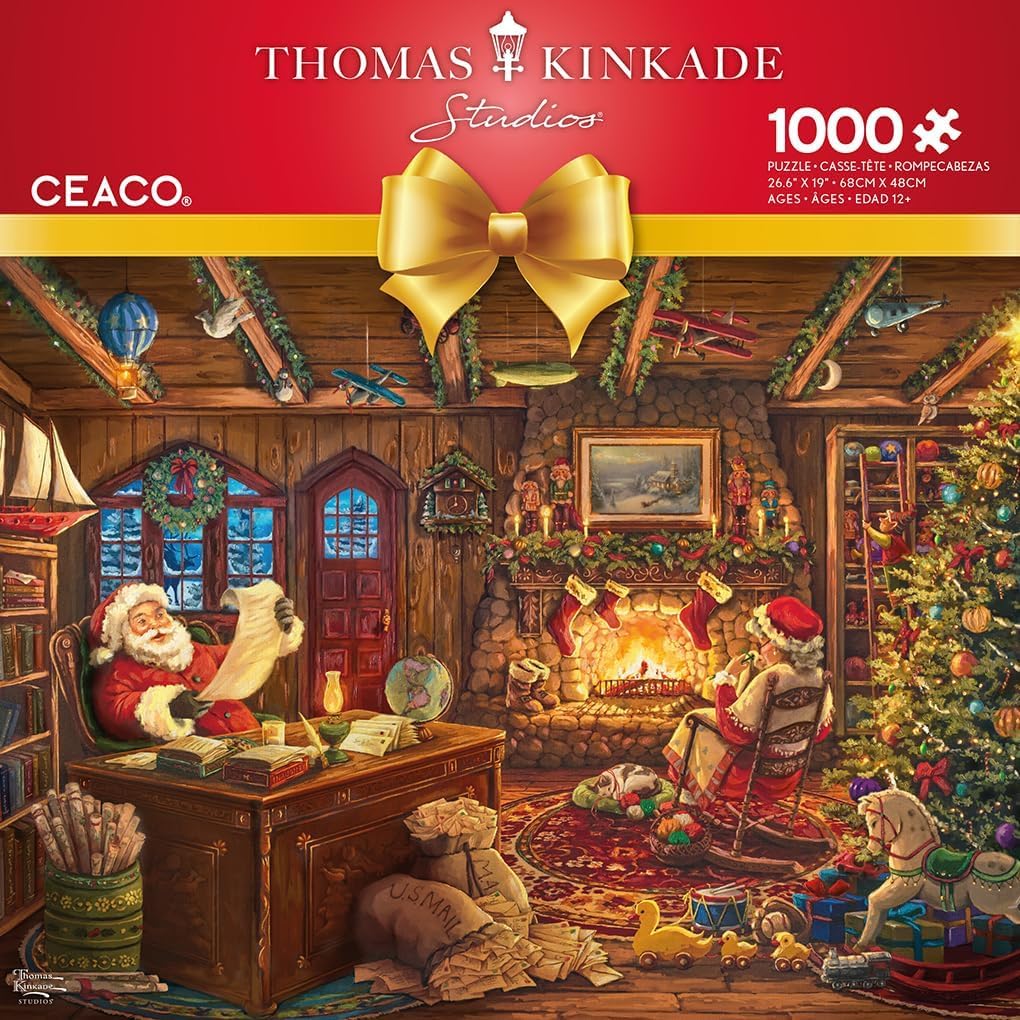Ceaco - Thomas Kinkade Santa Checking His - 1000 Piece Puzzle for Adults