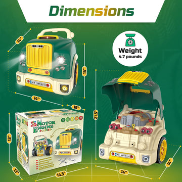 MOBIUS Toys Motor Engine Playset - Large Truck Mechanic Build & Repair Toy with Lights, Sounds & Tools - Educational Take Apart Engine Model for Kids