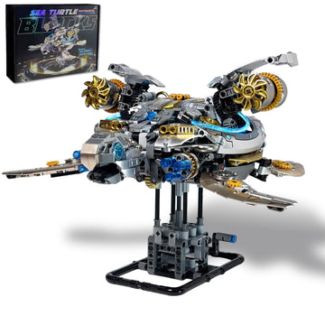 Mechanical Sea Turtle Building Set - 1277 PCS Steampunk Ocean Animal Model Kit with Moving Gears & LED Light, Technic-Style Construction Toy