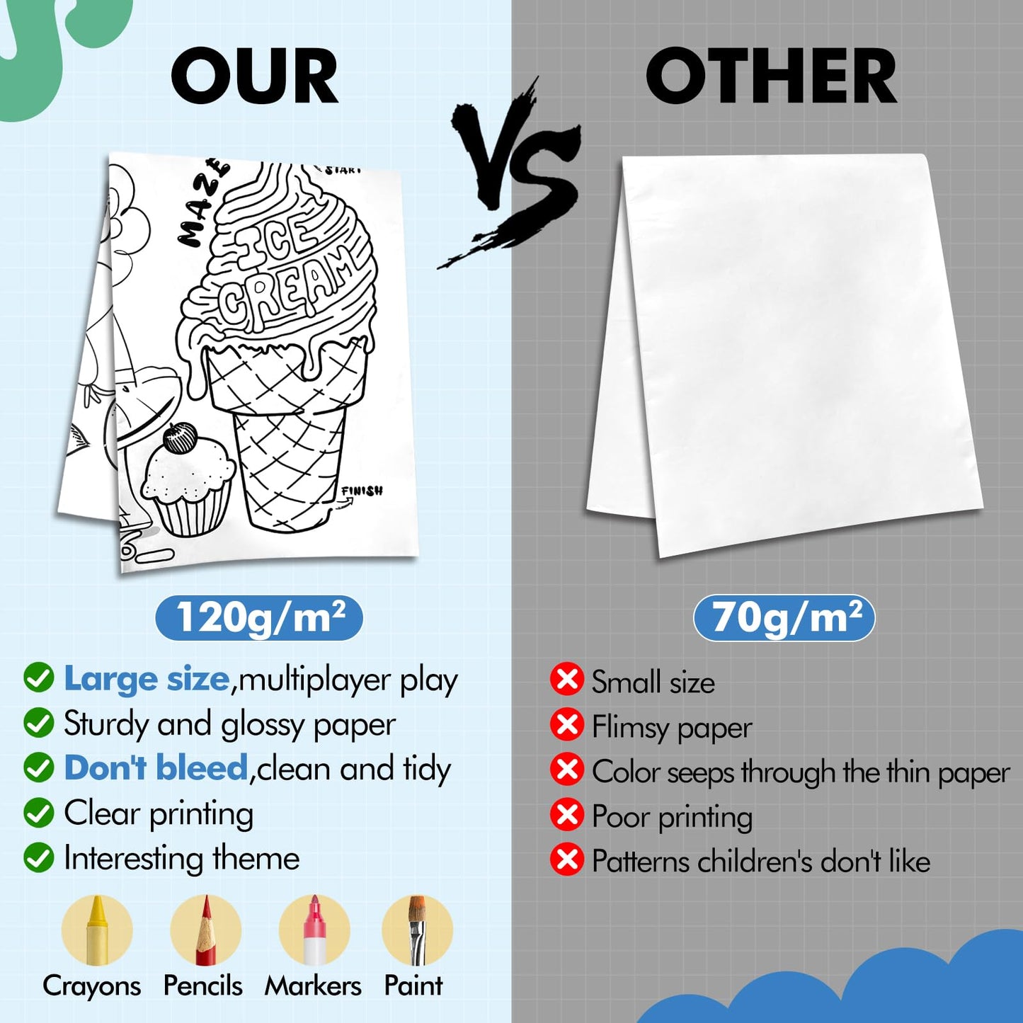 JellyPanda Valentines Day Large Coloring Tablecloth for Kids Valentines Coloring Poster Pages Little Bear Heart Paper for Classroom Home School Party