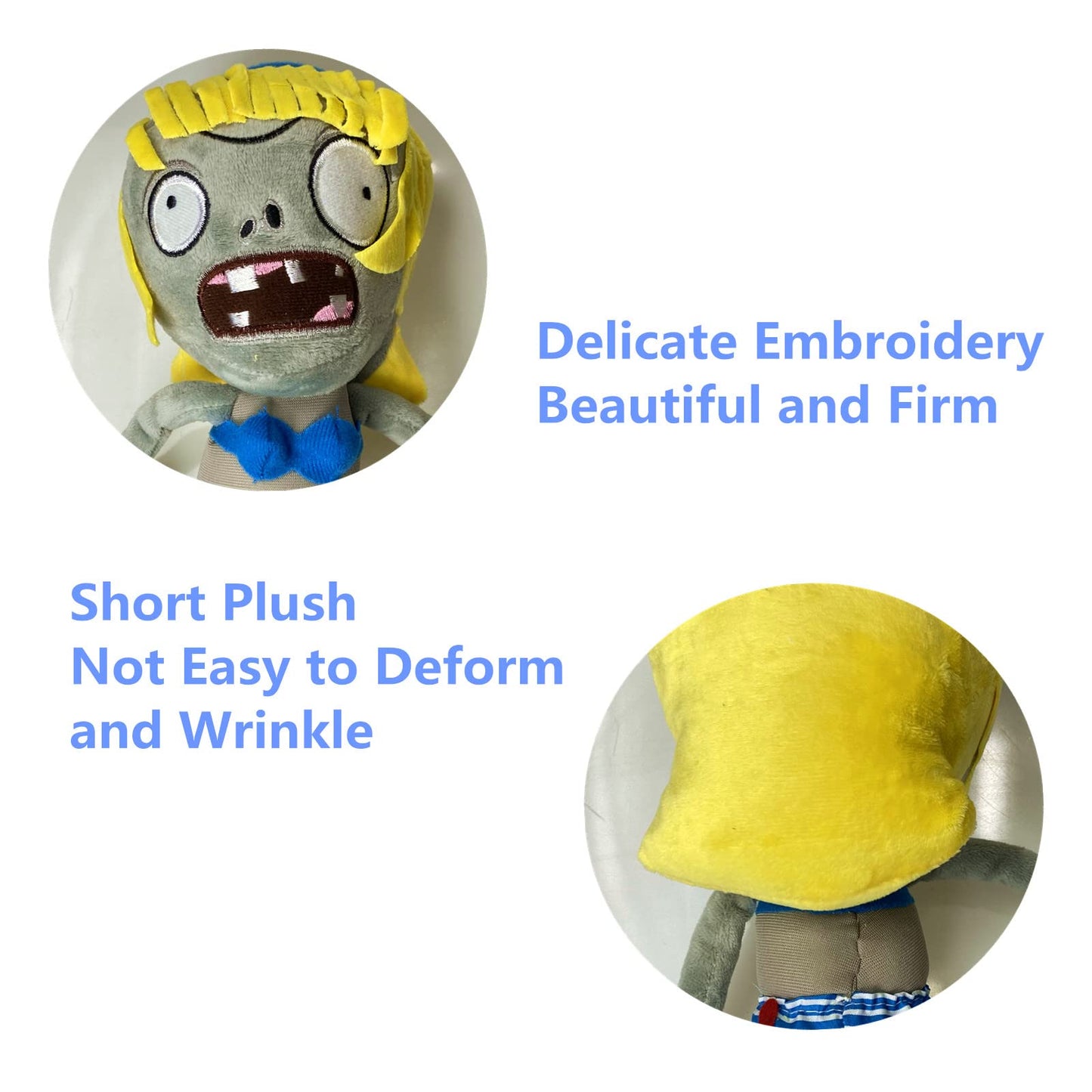 Suyudian 3 PCS PVZ Plant and Zombies Plush Sets Toys 1 2 Stuffed Soft PVZ Figure Doll Surf, Pompadour, Bikini Zombies, Great Gifts for Boys and Girls