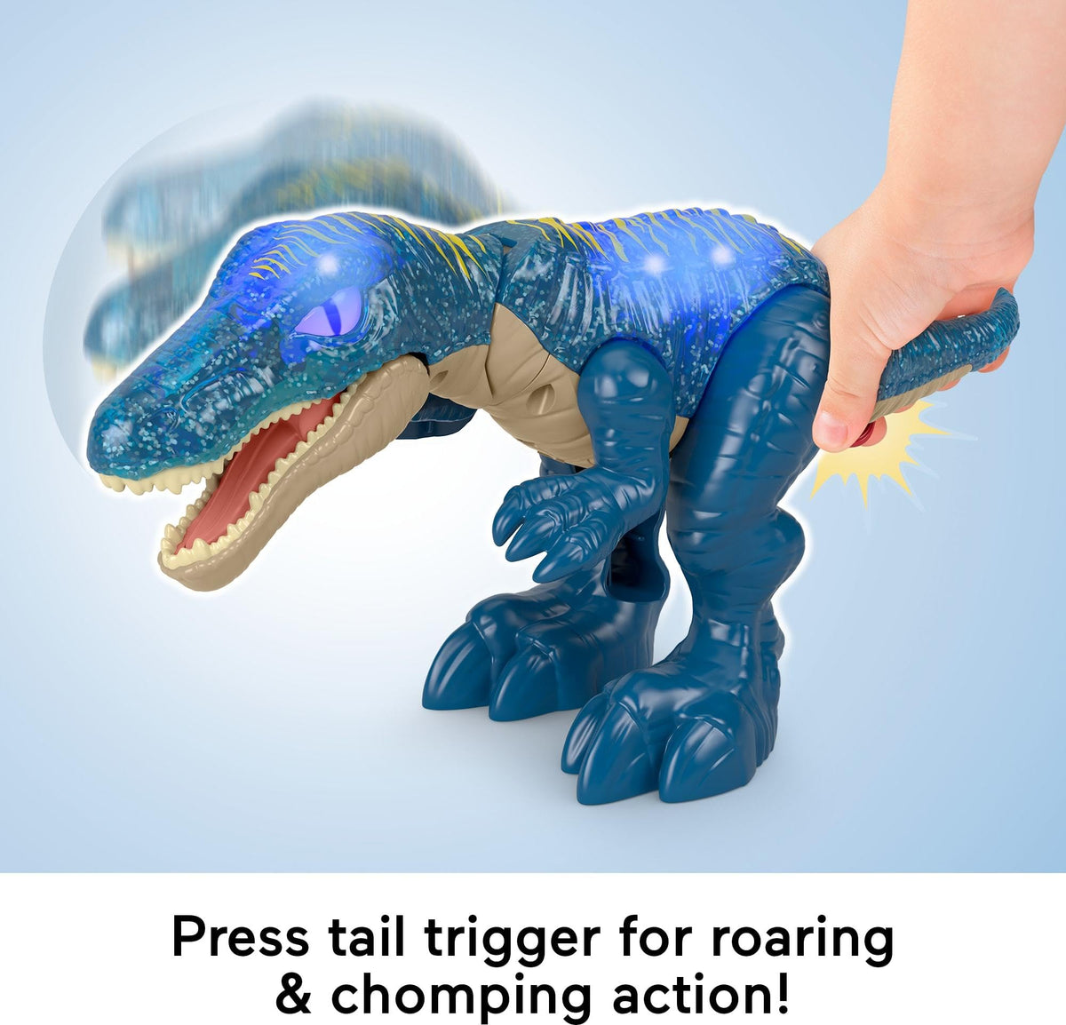 Fisher-Price Imaginext Jurassic World Dinosaur Toy Growl & Glow Baryonyx with Lights Sounds & Chomping Action for Kids Ages 3+ Years