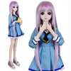 EVA BJD 1/3 BJD Doll, 20 Movable Joints Plastic Ball Jointed Doll, Removable Hair & Clothes, Openable Head for Eye Replacement, Full Set with Blue