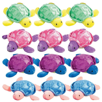 Fun Express Plush Sea Turtles Stuffed Animals Bulk 12 Pack - Mini Plushies for Kids Birthday Party Favors, Classroom Prizes & Treasure Box Toys Cute