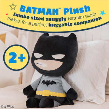 Kids Preferred DC Batman Plush, Beans in Body & Crinkle Feet, Extra Soft Stuffed Animal Toy for Baby and Toddler Boys & Girls - 25 Inch Size