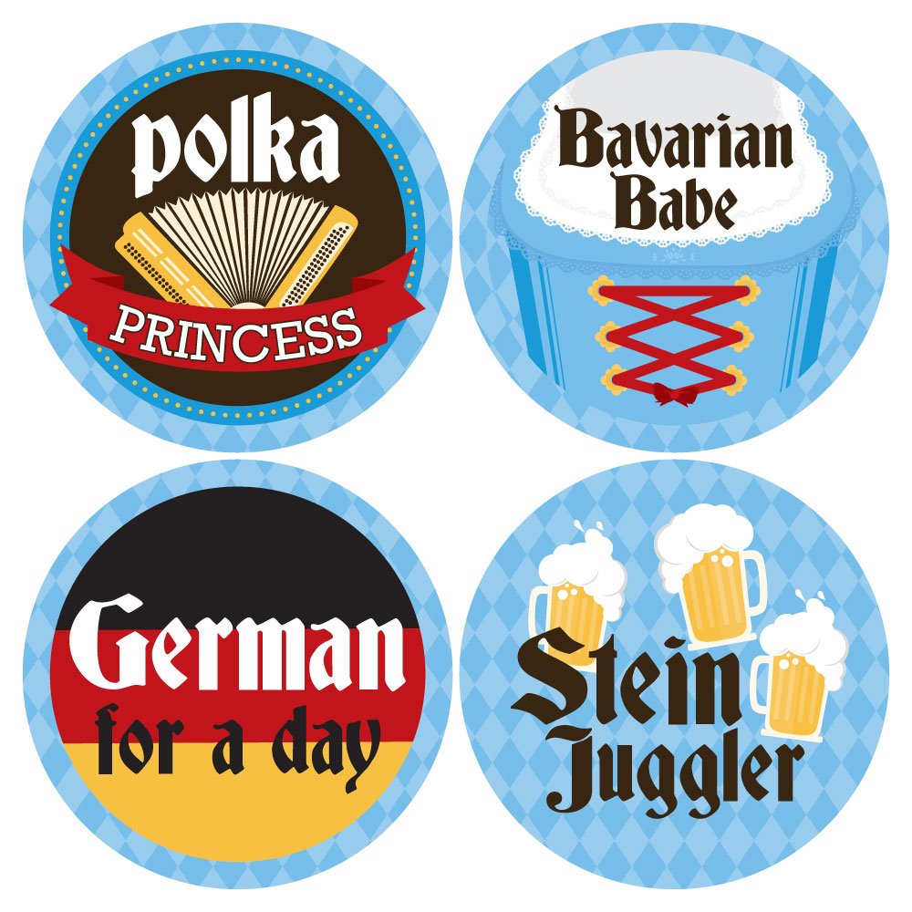Big Dot of Happiness Oktoberfest - German Beer Festival Funny Name Tags - Party Badges Sticker Set of 12