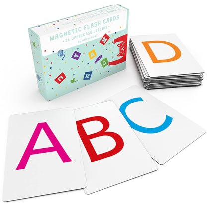 Attractivia Magnetic Big Alphabet ABC Flash Cards - 26 Sturdy Uppercase Large Letters - for Classroom Teachers, Homeschool, ESL, Toddlers 2-4 Years