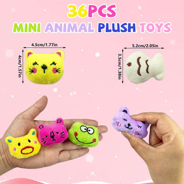 PPXMEEUDC 36PCS Mini Stuffed Animal Plush Toys 36 Styles Cute Small Stuffed Animals for Party Favors Treasure Box Prizes Claw Machine Carnival Goodie