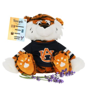 Warm Pals Aubie the Tiger Auburn University Mascot AU - Heatable Coolable Bedtime Comfort Plushie - 1.5lbs - Cozy Microwavable Lavender Scented Plush