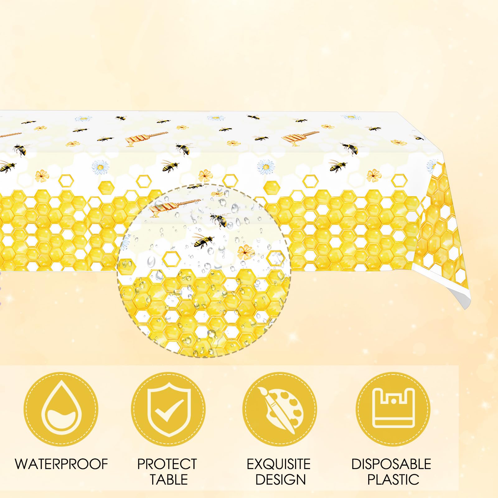 Bee Birthday Party Decorations 41Pcs Bumblebee Themed Tableware Set Include Bee Paper Plates Napkins Tablecloth, for Baby Shower Gender Reveal Kids