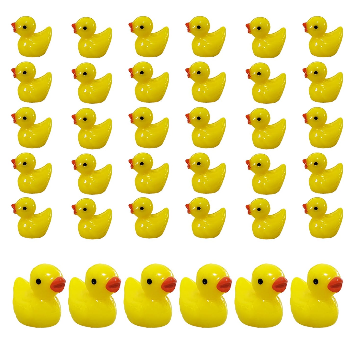 HAMIYELL Pack of 36 Tiny Ducks Little Plastic Duck Mini Resin Ducks for Garden Decorations, Dollhouse Miniatures, Crafts Ornaments(Yellow)
