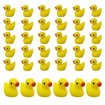 HAMIYELL Pack of 36 Tiny Ducks Little Plastic Duck Mini Resin Ducks for Garden Decorations, Dollhouse Miniatures, Crafts Ornaments(Yellow)