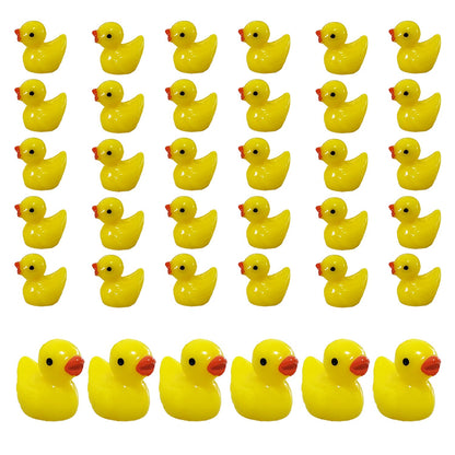 HAMIYELL Pack of 36 Tiny Ducks Little Plastic Duck Mini Resin Ducks for Garden Decorations, Dollhouse Miniatures, Crafts Ornaments(Yellow)