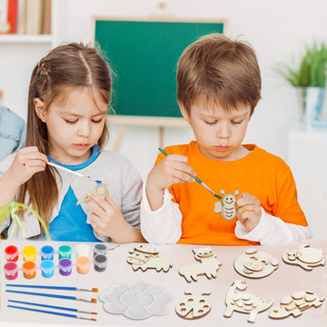 Glintoper 30 Wooden Magnet Painting Craft Kit, Paint Your Own Easter Art and Craft Supplies, Basket Stuffers Party Favors for Boys Girls, Classroom