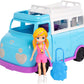 Polly Pocket Glamping Van with Dual Camping for 3-inch Polly Doll & Micro Polly Doll; Van Opens to Living Area & Trunk Opens to Micro Living Area Plus