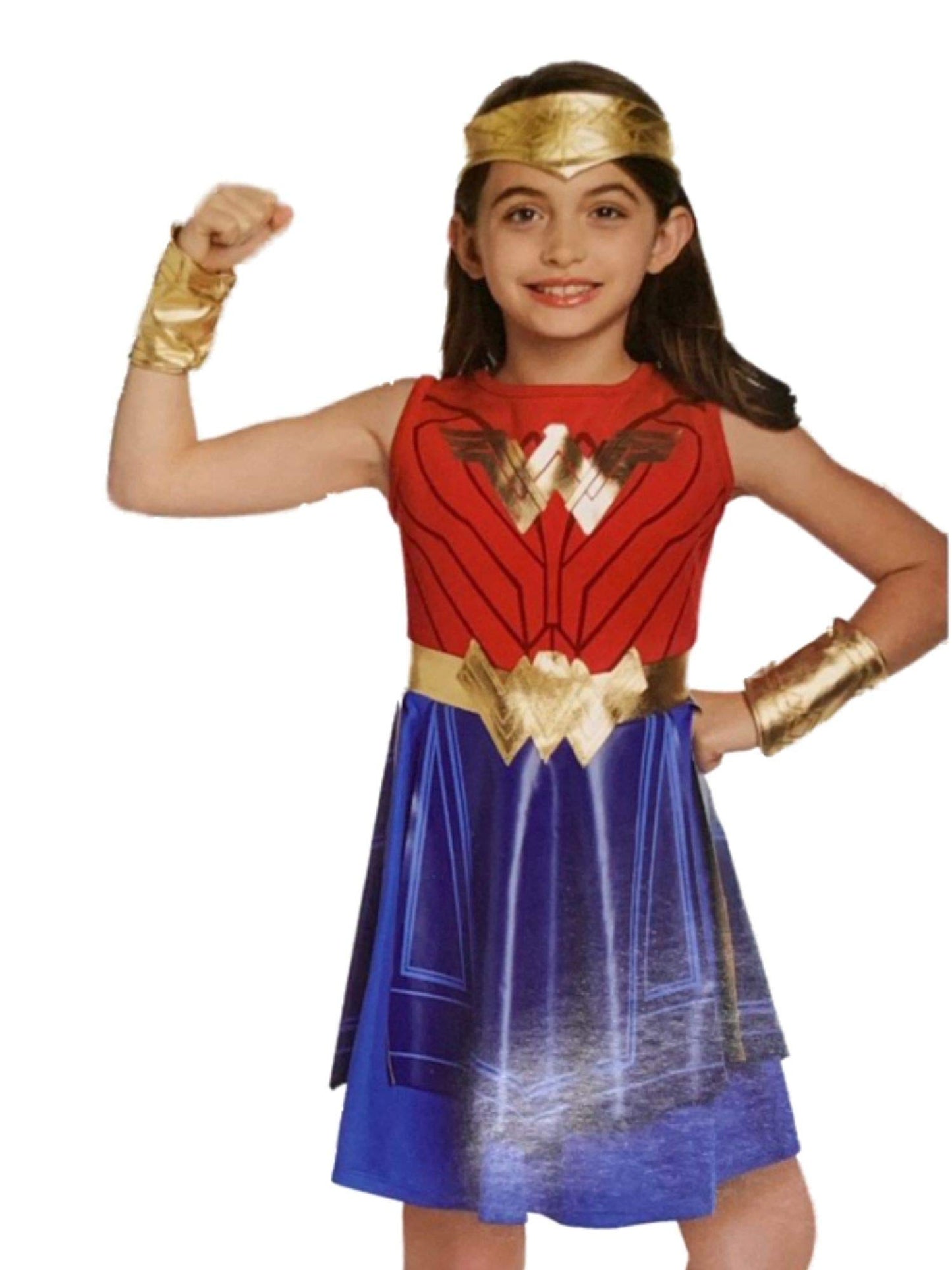 DC Girls Red & Blue Wonder Woman Pleated Halloween Costume Dress M 8-10