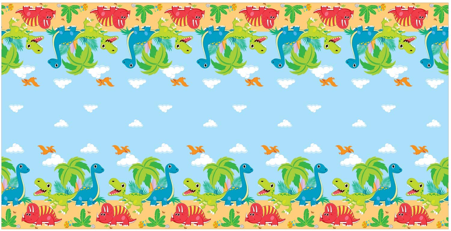 Oojami 4 Pack Dinosaur Tablecloths for Birthday Party, 54 x 108 Inch Plastic Table Covers, Dinosaur Party Decorations, Leak-Proof Kids Dino Table
