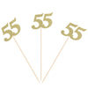 Pack of 10 Gold Glitter 55th Birthday Centerpiece Sticks Number 55 Table Topper Age Letter Decorations