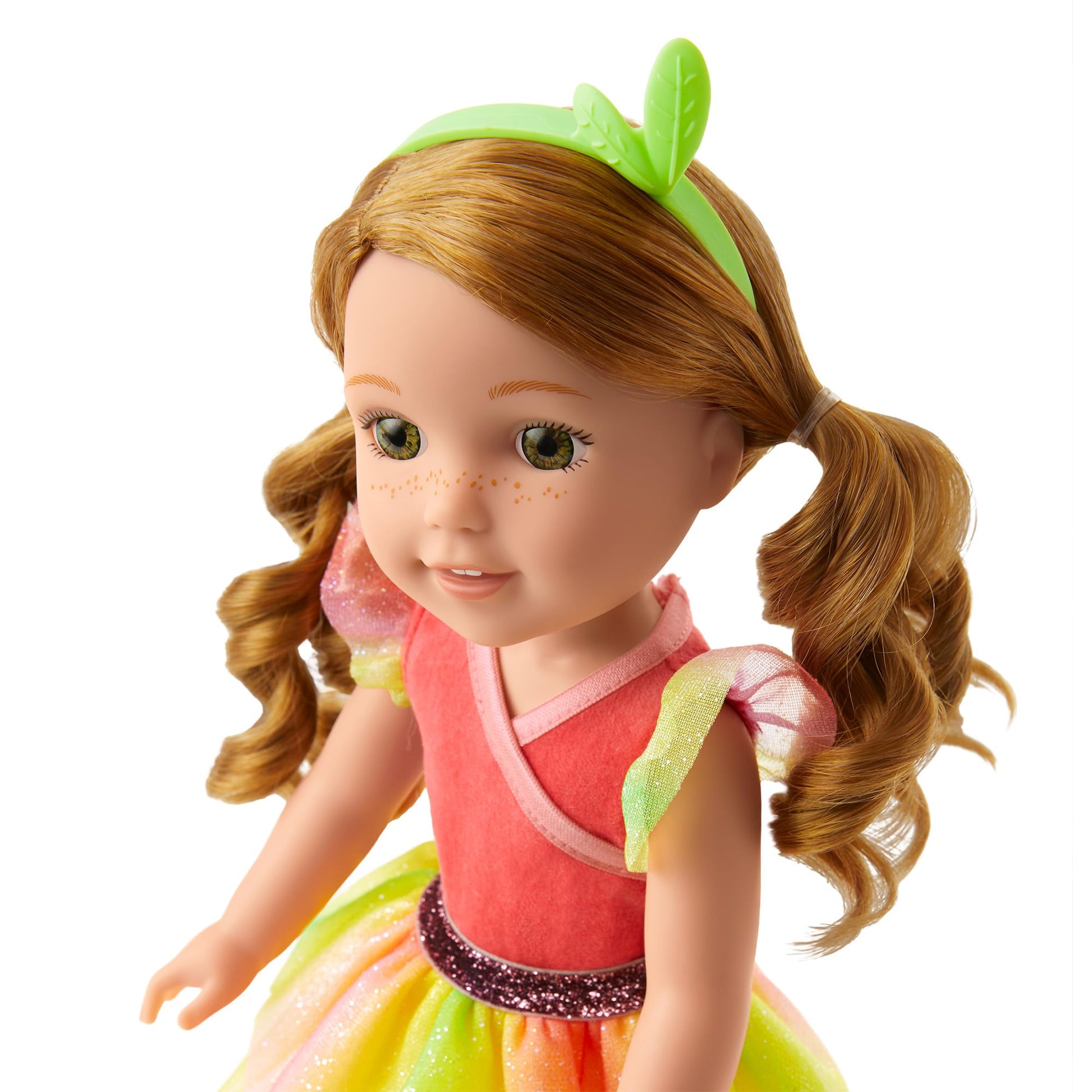 American Girl WellieWishers 14.5-inch Willa Doll with Coral Leotard, Mesh Skirt, Headband, and Boots, For Ages 4+
