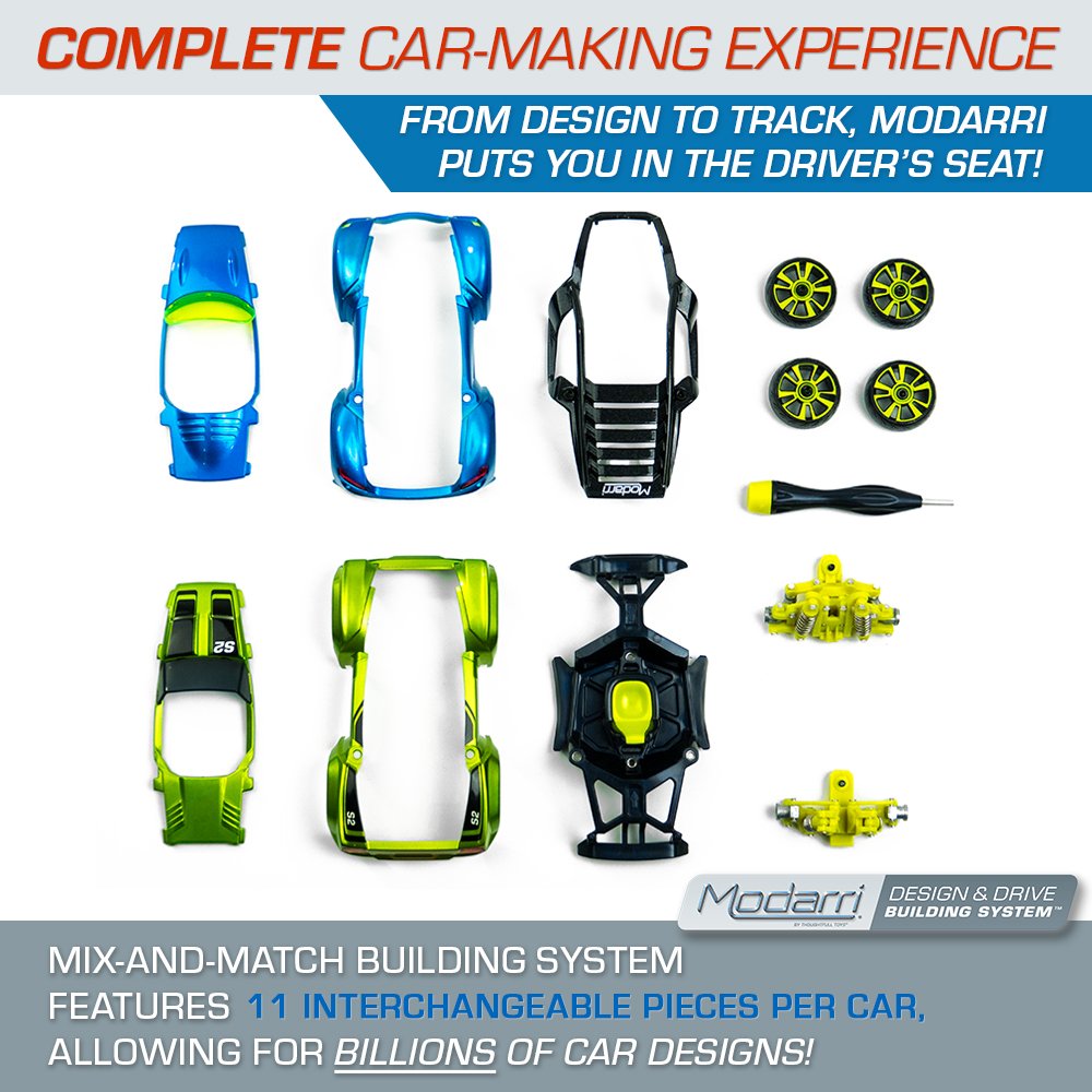 Modarri Delux S2 Muscle Car Build Your Car Kit Toy Set - Ultimate Toy Car: Make Your Own Car Toy - For Thousands of Designs - Real Steering