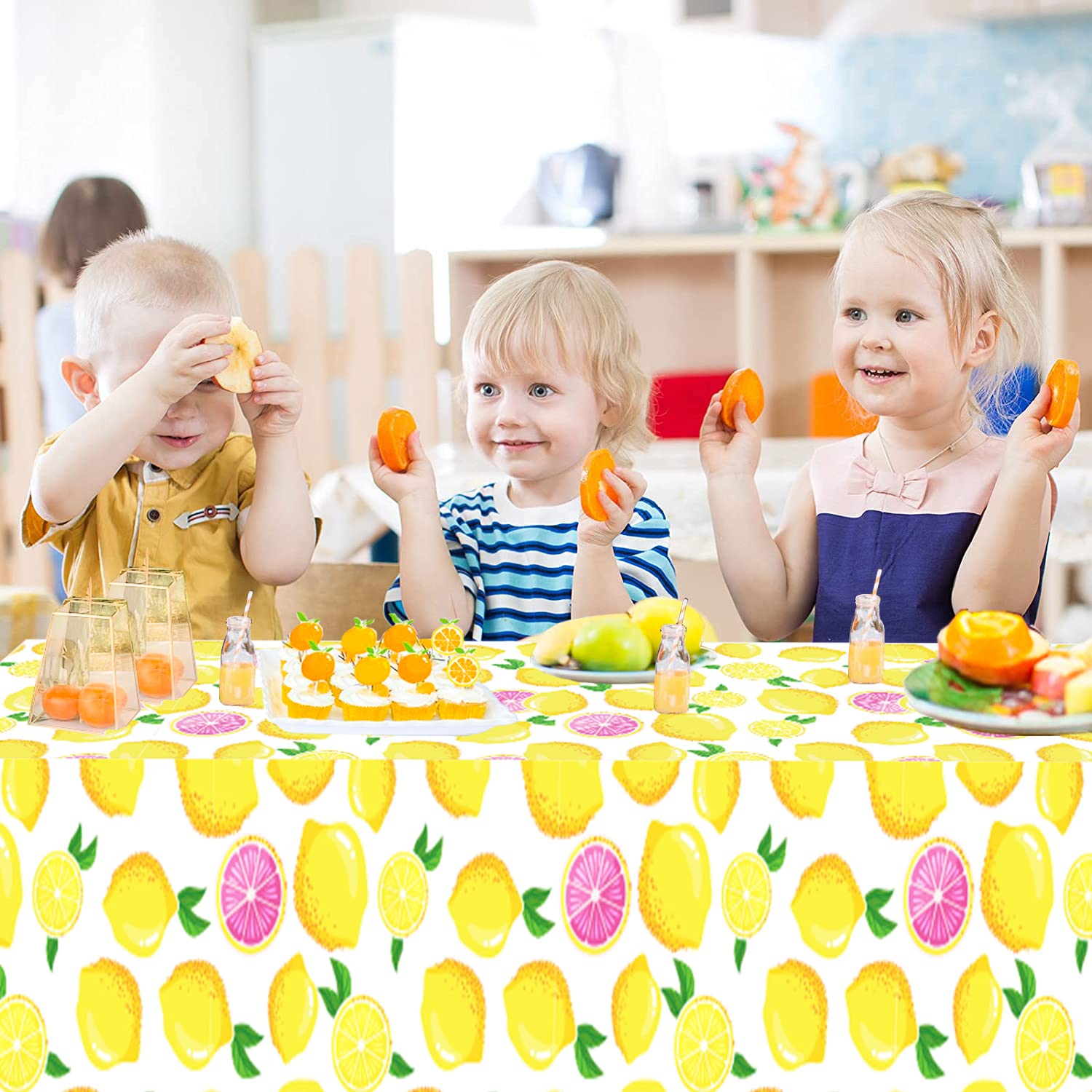AMZPTBOY Hawaiian Lemon Tablecloth,Lemon Party Decoration, Disposable Lemon Table Cover Summer Fruit Table Cover Indoor/Outdoor Picnic Summer Beach