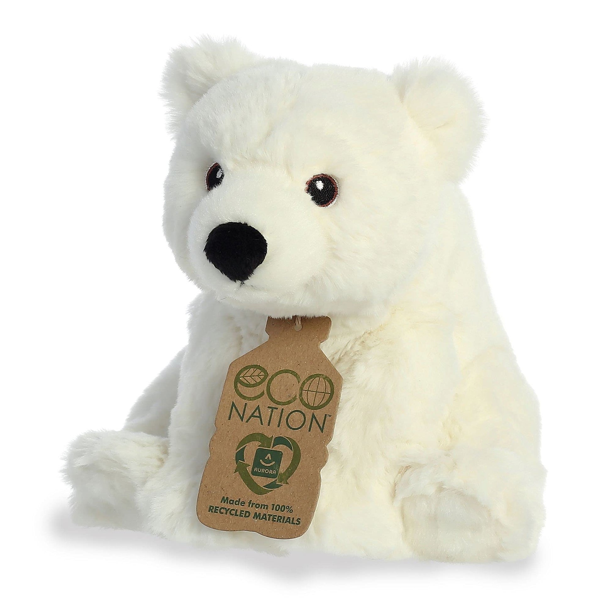 Aurora® Responsibly Made Eco Nation™ Polar Bear Stuffed Animal - Ideal for Playtime Adventures - Perfect for Birthdays or Just Because - White 7.5