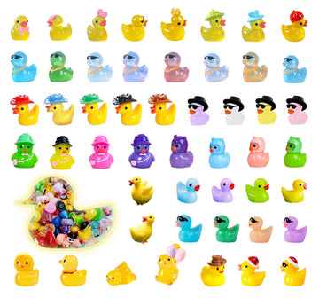 50 Pcs Multicolor Mini Resin Ducks,Tiny Ducks for Miniature Garden Fairy Garden Dollhouse Potted Decoration, Little Ducks Figures for Hide and Seek