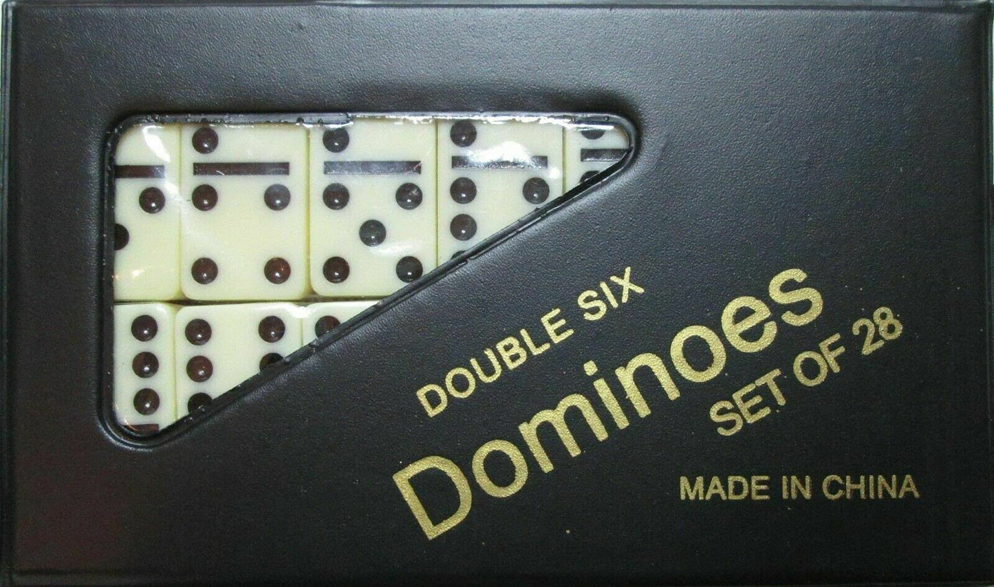 Dominoes Double Six Game Mini Set of 28 Travel Game Tile Size is 1 1/2 X 3/4 X 1/4 inches for Travel, Case Color May Vary.