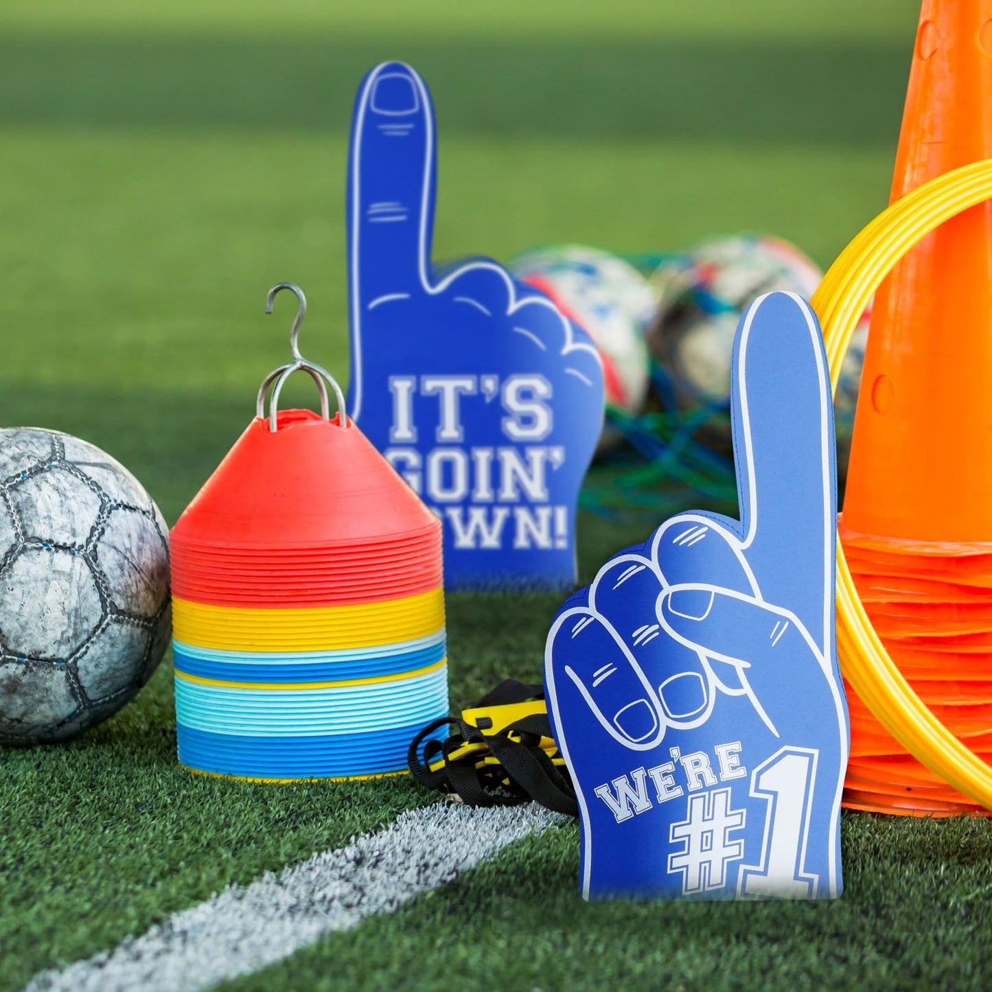 Okuna Outpost Blue Foam Finger - Lightweight Grip & Blue Sports Fan Accessories - Portable Design & Sports Party Favors - Two-Pack & Number One Fan