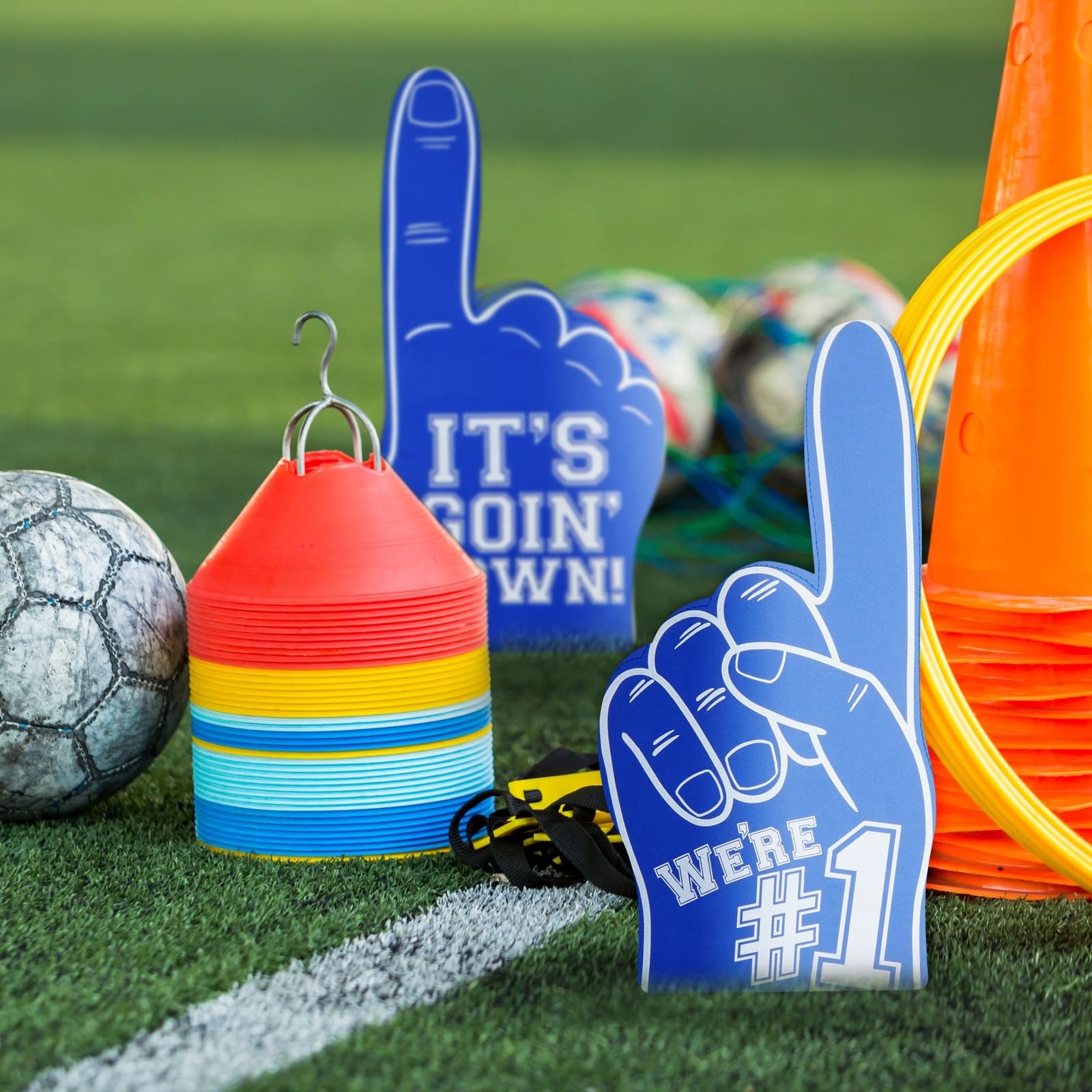Okuna Outpost Blue Foam Finger - Lightweight Grip & Blue Sports Fan Accessories - Portable Design & Sports Party Favors - Two-Pack & Number One Fan