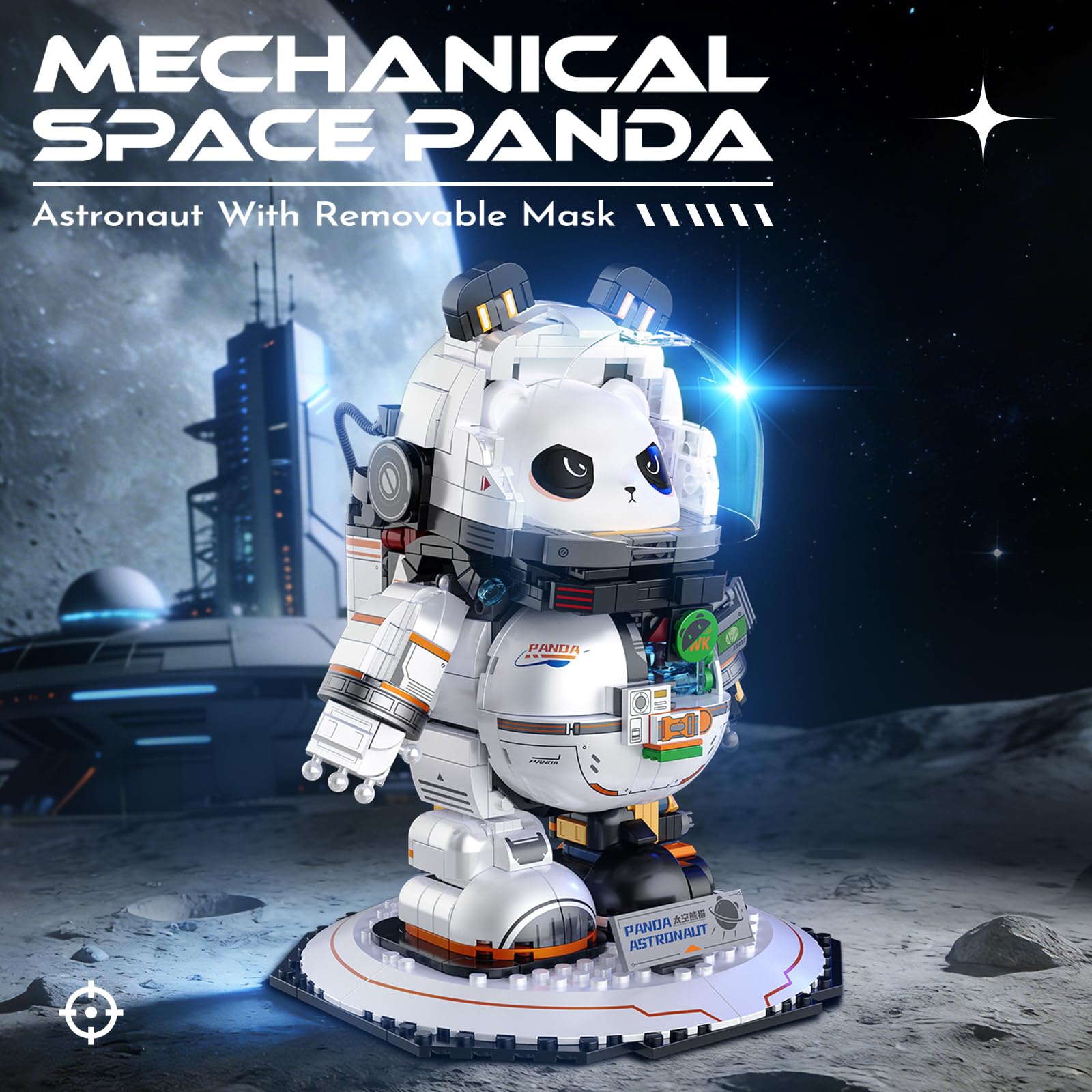 Panda Astronaut Building Blocks Set, Space Astronaut Figure Building Toy, Animals Space Theme STEM Model Kit for Kids, Birthday for Boys Girls Adults