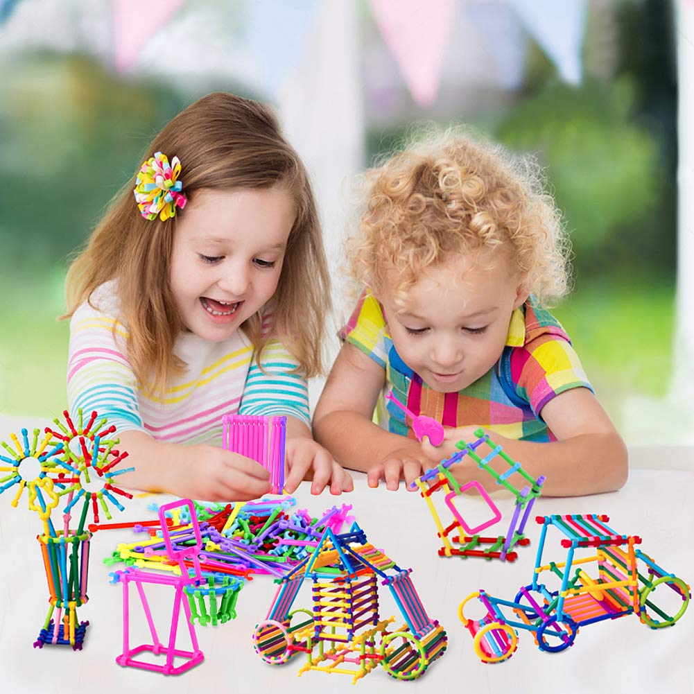 Juboury 1054Pcs Building Toy Building Blocks Bars Different Shape Educational Construction Engineering Set 3D Puzzle, Interlocking Creative Connecting