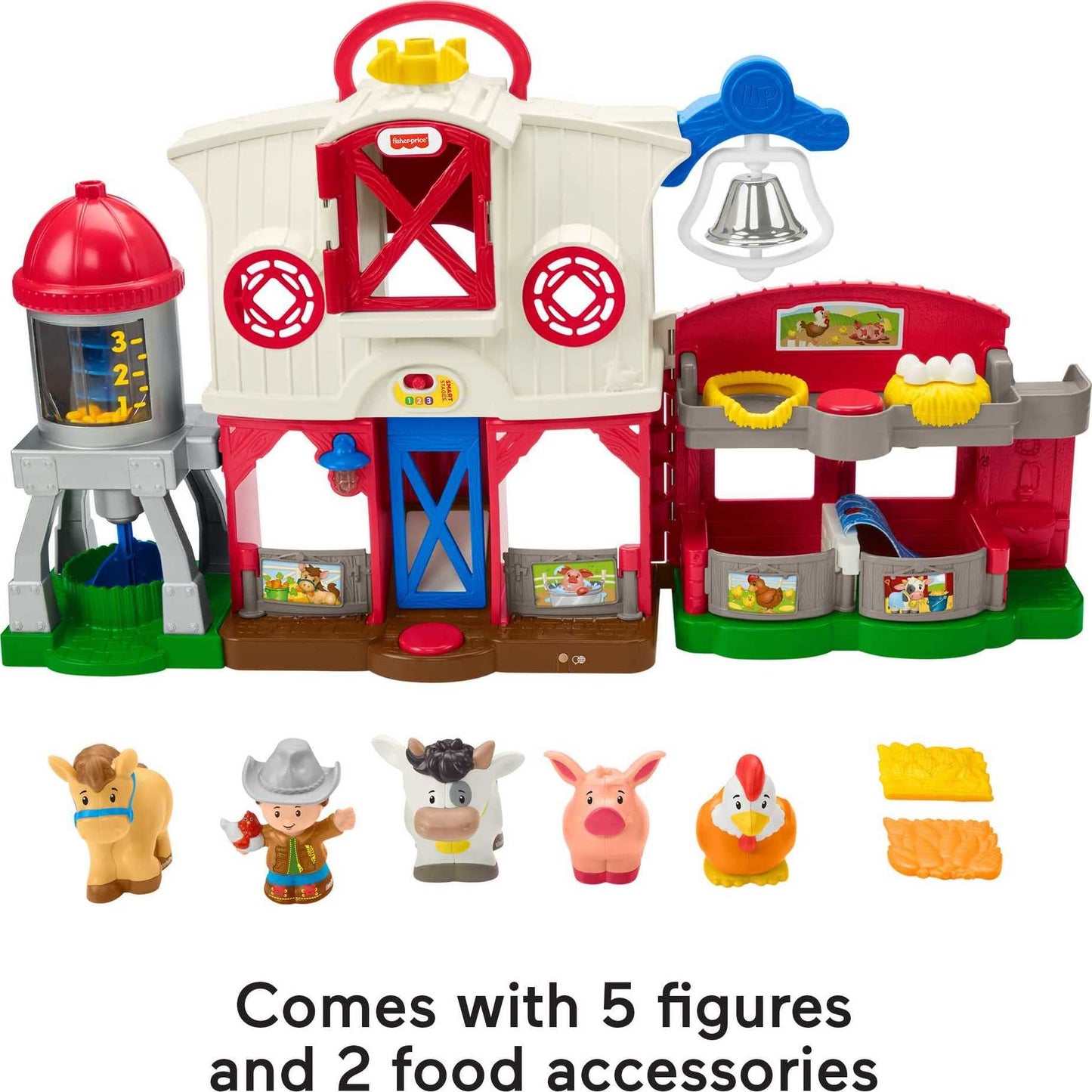 Fisher-Price Little People Caring for Animals Farm Electronic Interactive playset with Smart Stages Learning Songs for Toddlers Ages 1 and up (Amazon