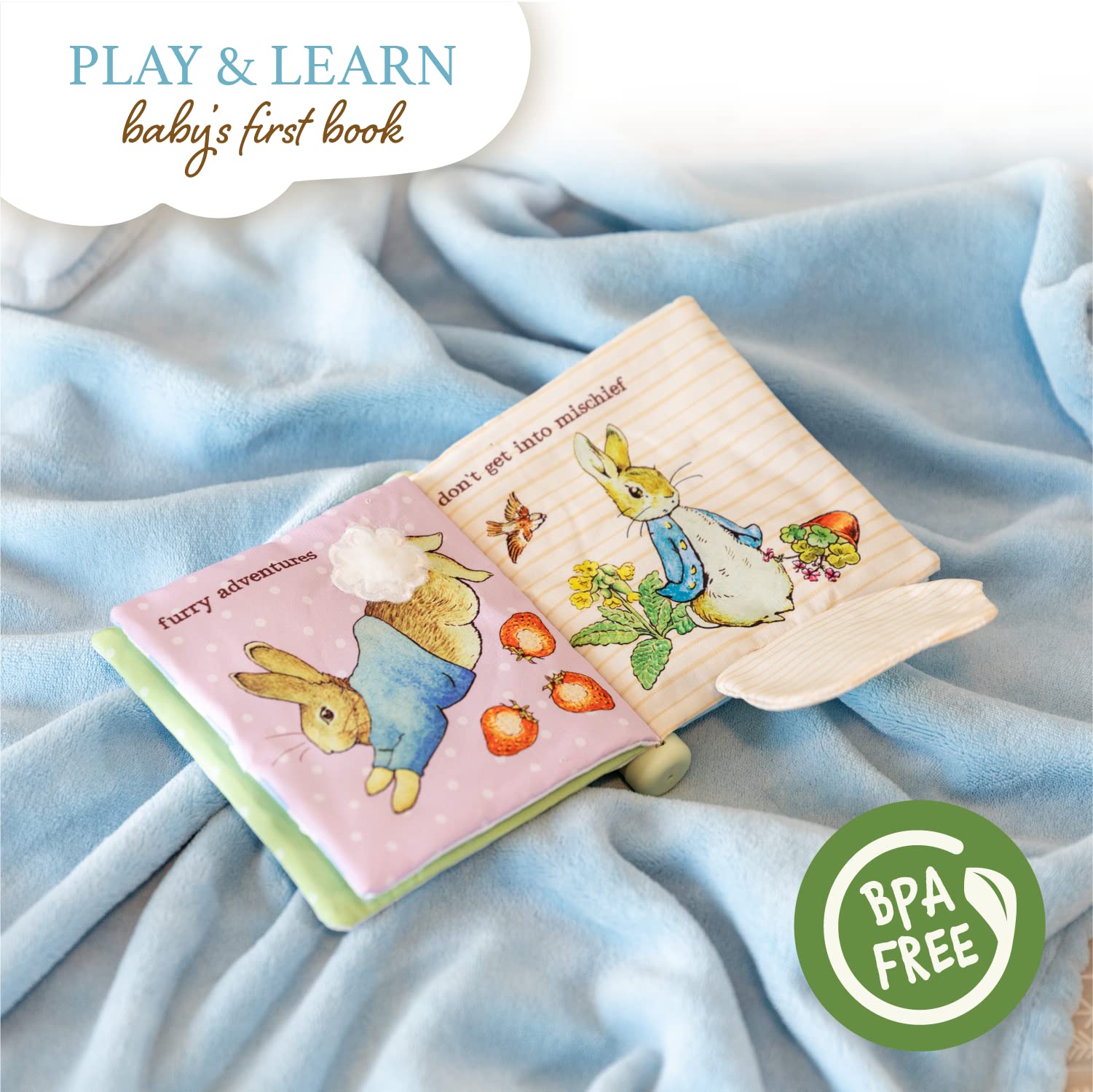 Beatrix Potter Peter Rabbit Soft Teether Book with Sensory Spine and Carrot Toy