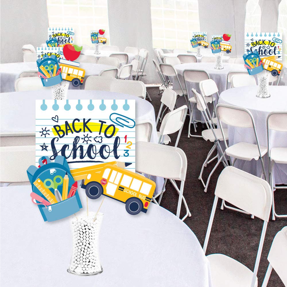 Big Dot of Happiness Back to School - First Day of School Classroom Decorations Centerpiece Sticks - Showstopper Table Toppers - 35 Pieces