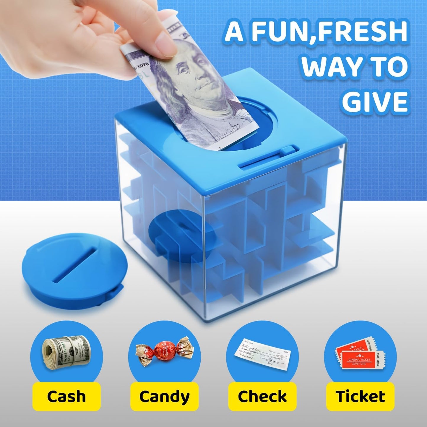 2 Packs Money Maze Puzzle Boxes Blue & Pink, Money Gift Boxes for Cash Pop Up, Money Puzzle Box for Cash Gift Kids Adults