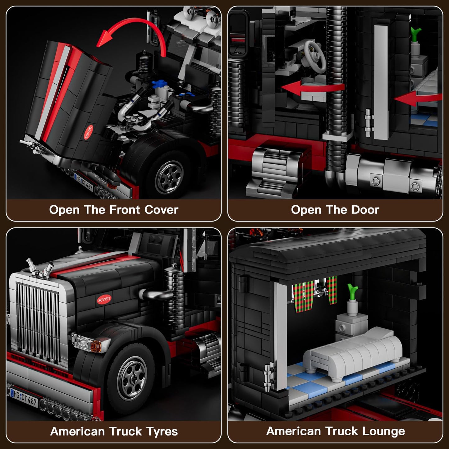 Mould King Semi Truck Building Set, 1814 Pcs Trailer Vehicle Model for 14+