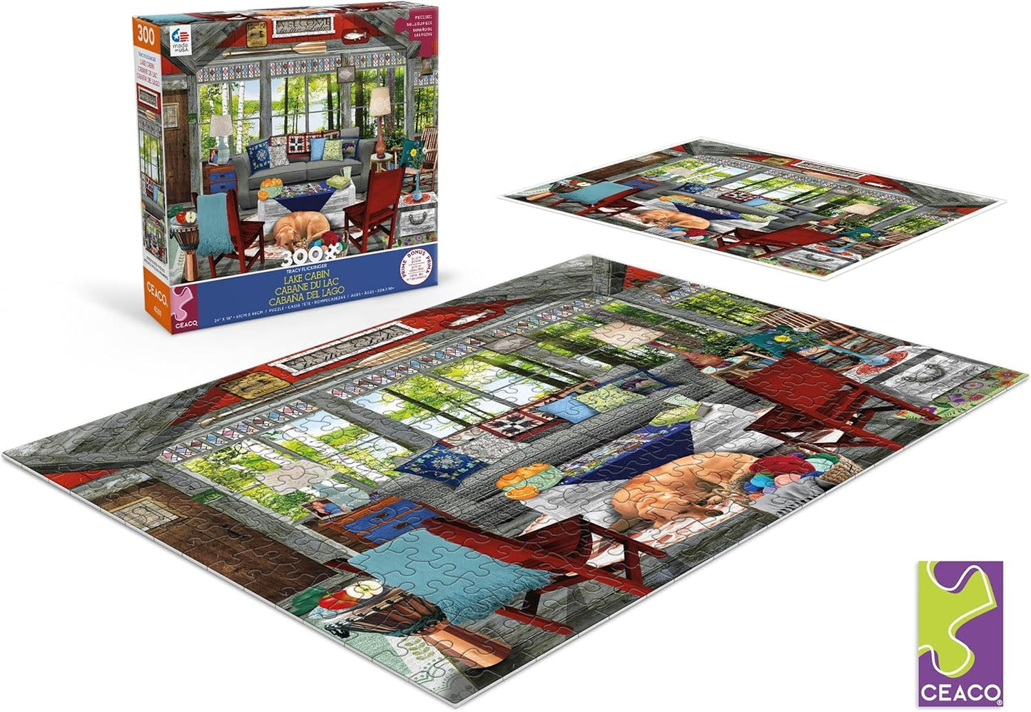 Ceaco - Lake Cabin - 300 Large Piece Jigsaw Puzzle for Adults