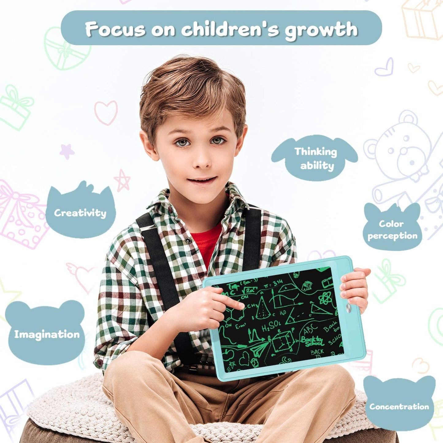 bravokids 10 Inch LCD Writing Tablet for Kids, Erasable Drawing Tablet for Toddlers, Doodle Board for Boys, Learning Painting Pads Toys, Christmas