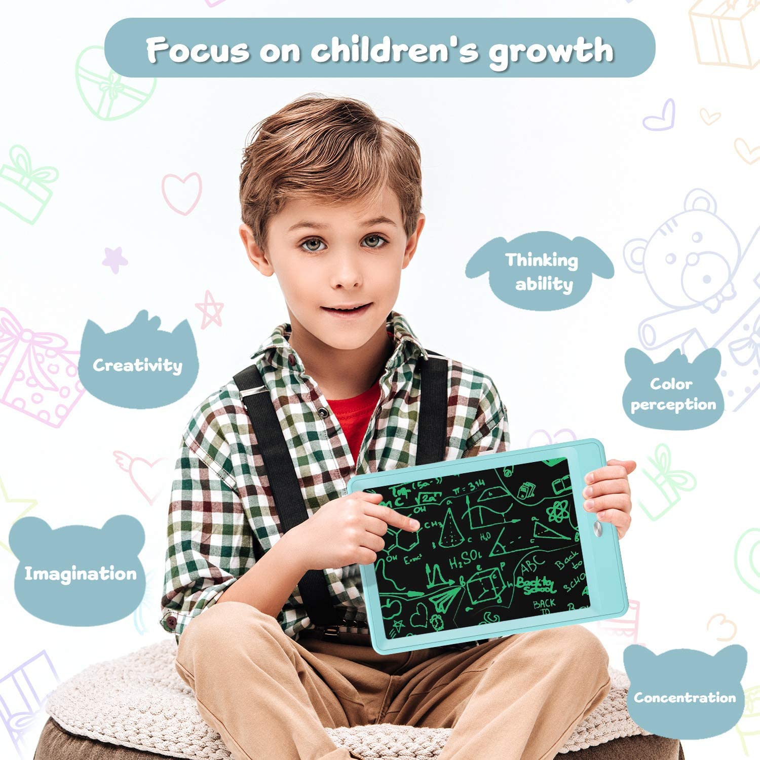 bravokids 10 Inch LCD Writing Tablet for Kids, Erasable Drawing Tablet for Toddlers, Doodle Board for Boys, Learning Painting Pads Toys, Christmas