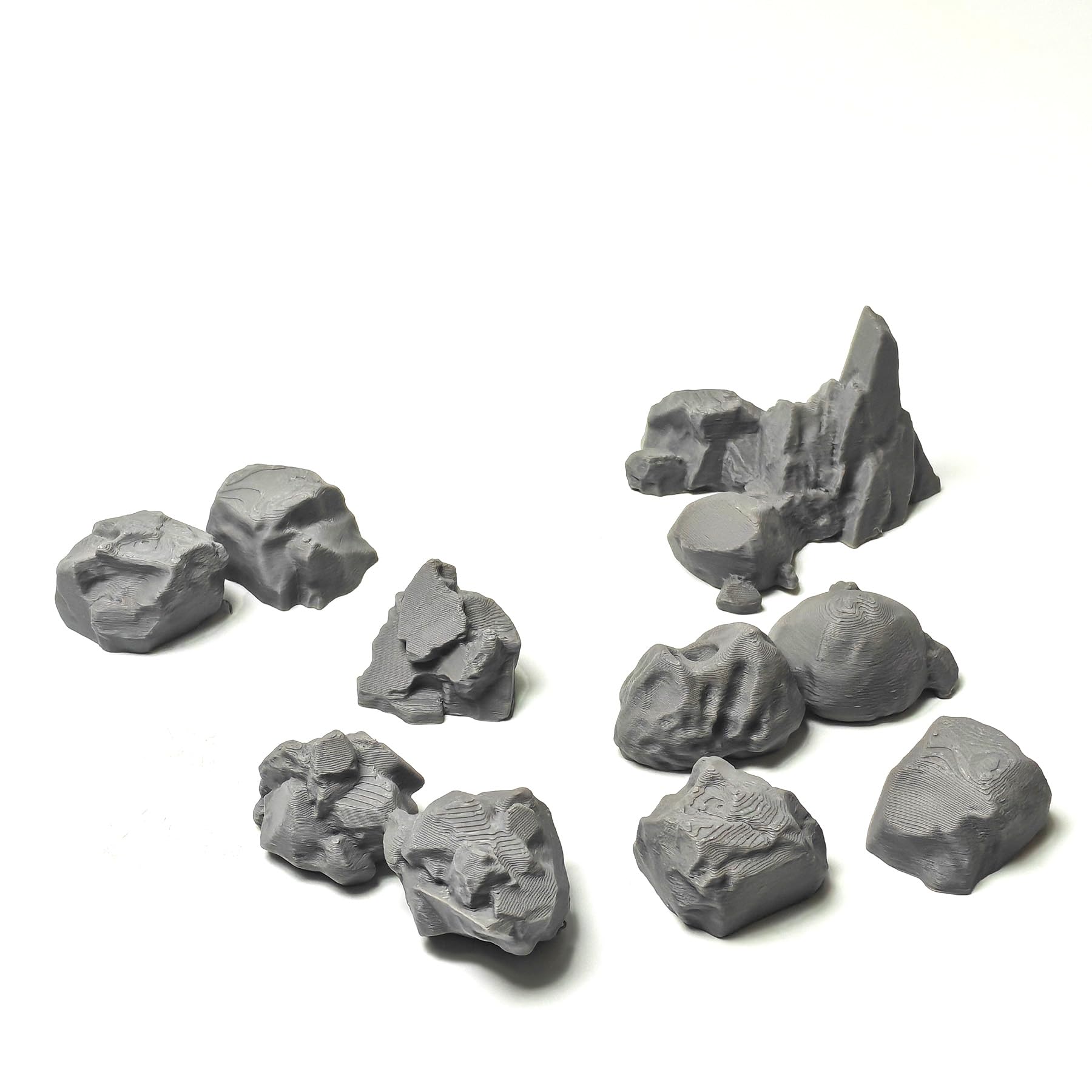 LuckyVin 3D Printed Irregular Gray Stone Cluster - Tabletop Game Terrain for 28-32mm Scale Miniatures, Painter-Friendly Wargame Scenery (Grey)