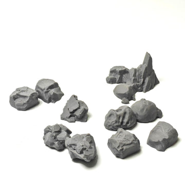 LuckyVin 3D Printed Irregular Gray Stone Cluster - Tabletop Game Terrain for 28-32mm Scale Miniatures, Painter-Friendly Wargame Scenery (Grey)